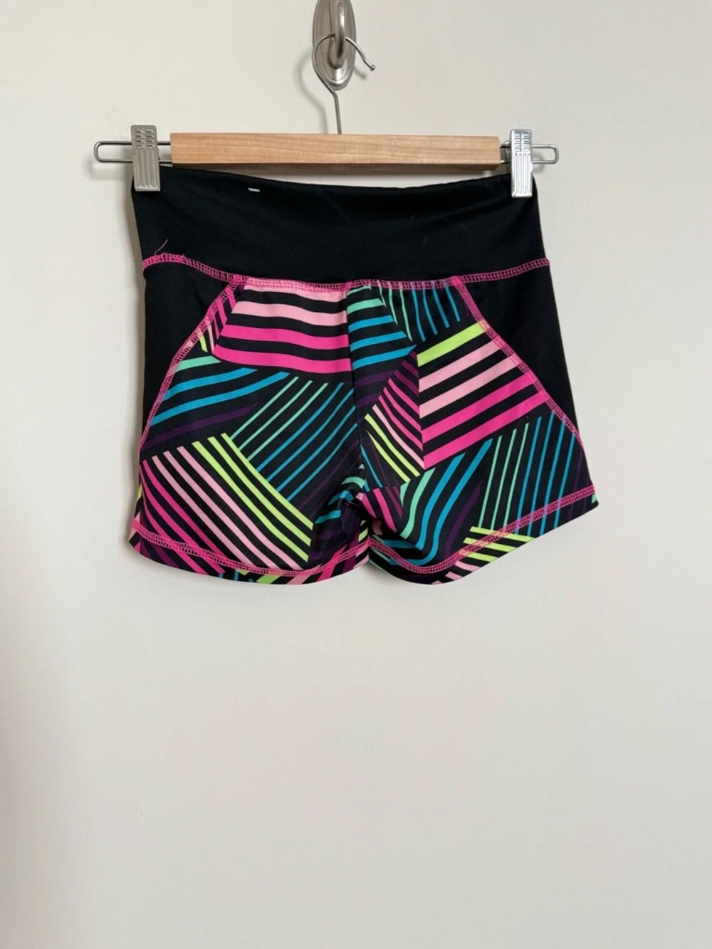 Justice Active Neon Geometric Athletic Shorts Size 10 Workout Dance Gym